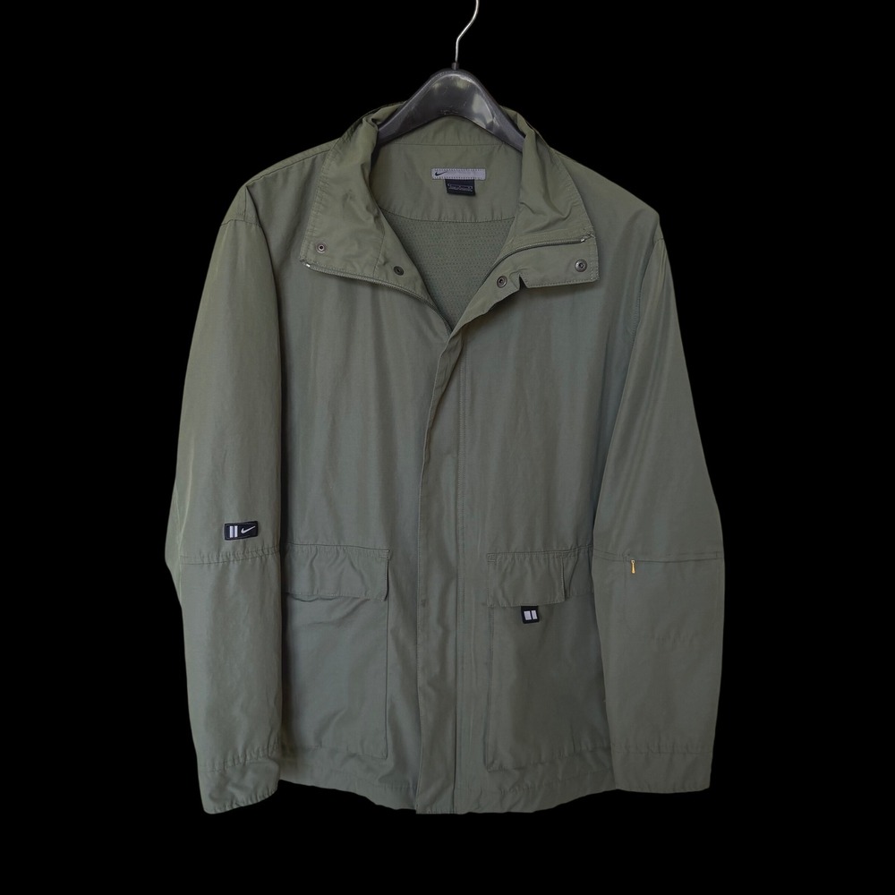 Y2K Nike Olive Green Utility Field Jacket Mesh Lined‎ Cargo Pockets Large